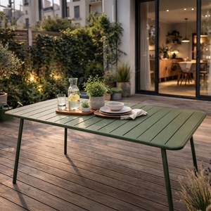Bergame table de jardin 4 à 6 places 120cm vert