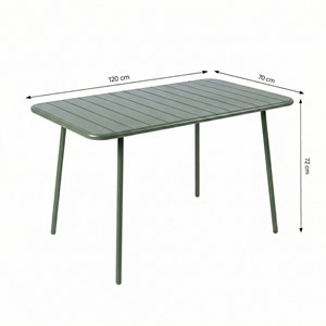 Bergame table de jardin 4 à 6 places 120cm vert