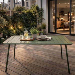 Bergame table de jardin 4 à 6 places 120cm vert