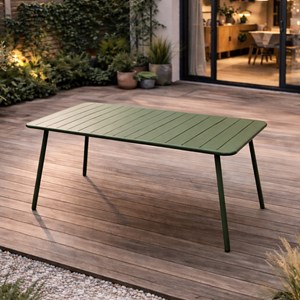 Bergame table de jardin 4 à 6 places 120cm vert