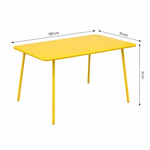 Bergame table de jardin 4 à 6 places 120cm jaune
