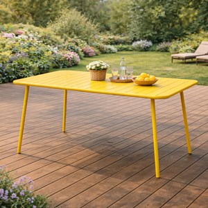 Bergame table de jardin 4 à 6 places 120cm jaune