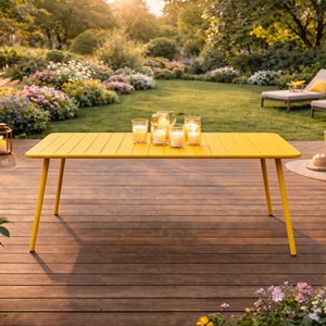 Bergame table de jardin 4 à 6 places 120cm jaune