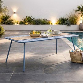 Bergame table de jardin 6 places 160cm bleu