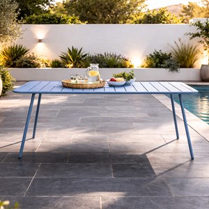 Bergame table de jardin 6 places 160cm bleu
