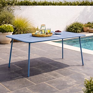 Bergame table de jardin 6 places 160cm bleu