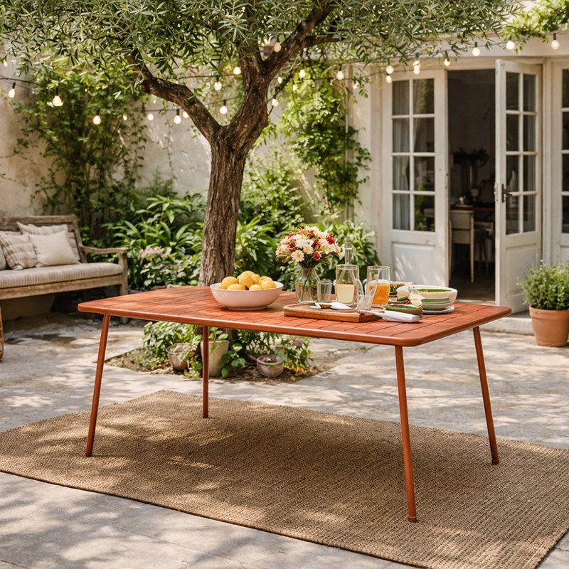 Bergame table de jardin 6 places 160cm terracotta