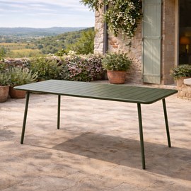 Bergame table de jardin 6 places 160cm vert