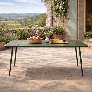 Bergame table de jardin 6 places 160cm vert