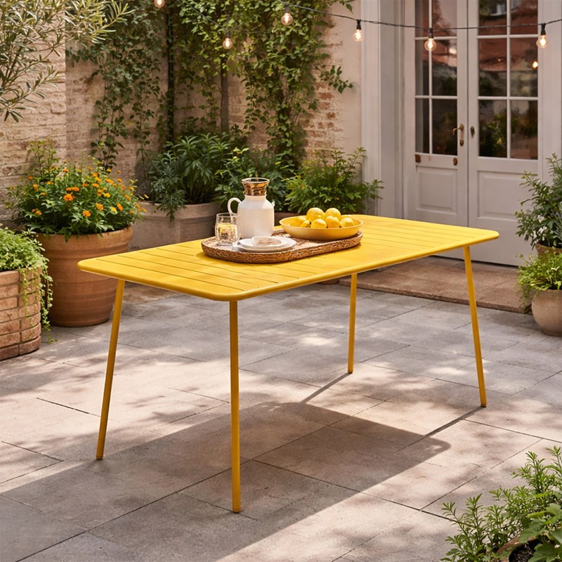 Bergame table de jardin 6 places 160cm jaune
