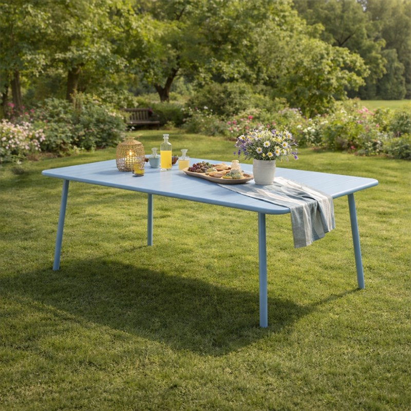 Bergame table de jardin 8-10 places 200cm bleu