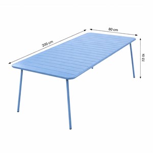 Bergame table de jardin 8-10 places 200cm bleu