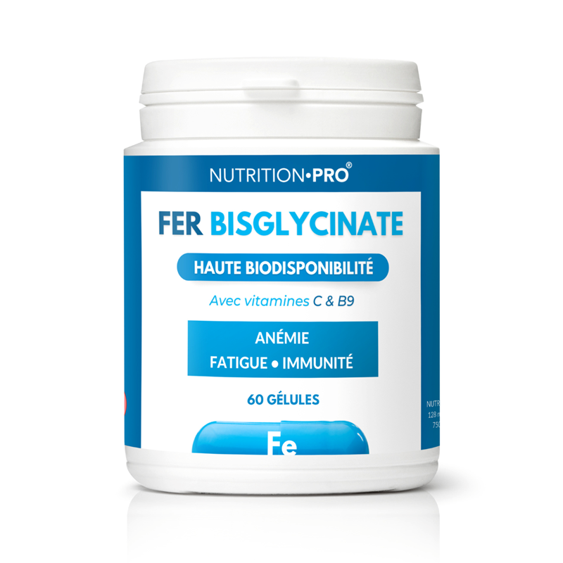 Nutrition Pro - Fer bisglycinate 60 gelules energie et soutien sanguin