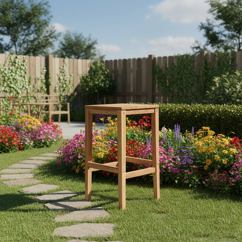 Tabouret haut en teck massif sarina