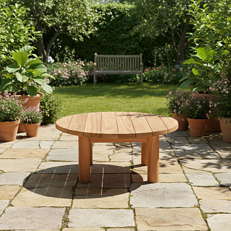 Table basse ronde en teck massif austin