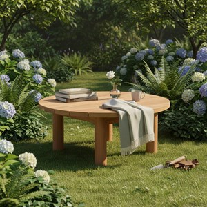 Table basse ronde en teck massif austin