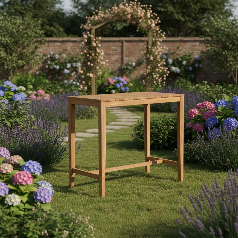 Table haute en teck massif 120 cm sarina