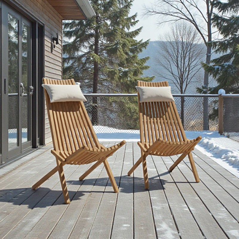 Chaises longues pliables en teck massif santiago (lot de 2)