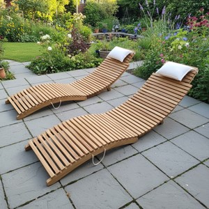 Bain de soleil pliant en teck massif relax (lot de 2)