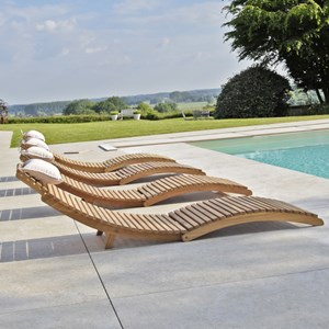 Bain de soleil pliant en teck massif relax (lot de 2)