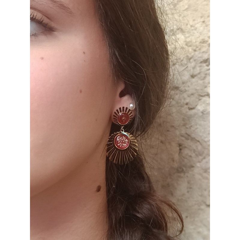 Boucles d’oreilles fleurs séchées maïa acier inoxydable