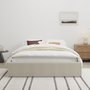 Austin lit avec coffre de rangement 160x200cm velours côtelé beige