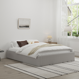 Austin lit avec coffre de rangement 140x190cm velours côtelé gris