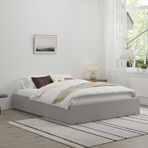 Austin lit avec coffre de rangement 140x190cm velours côtelé gris