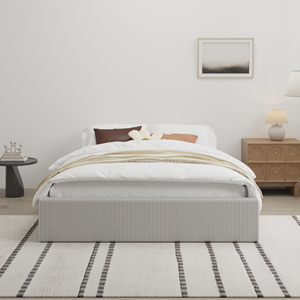 Austin lit avec coffre de rangement 140x190cm velours côtelé gris