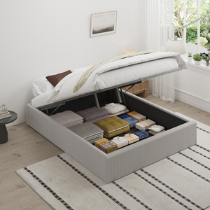 Austin lit avec coffre de rangement 140x190cm velours côtelé gris