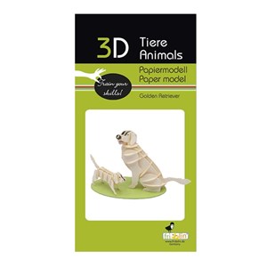 Maquette 3d en papier golden retriever