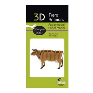 Maquette 3d en papier vache brune
