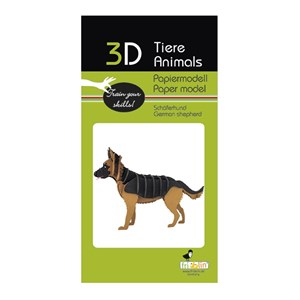Maquette 3d en papier berger allemand