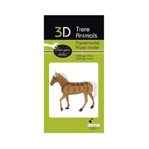 Maquette 3d en papier cheval haflinger