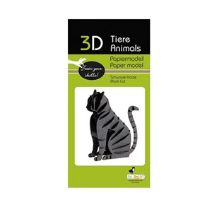 Maquette 3d en papier chat noir
