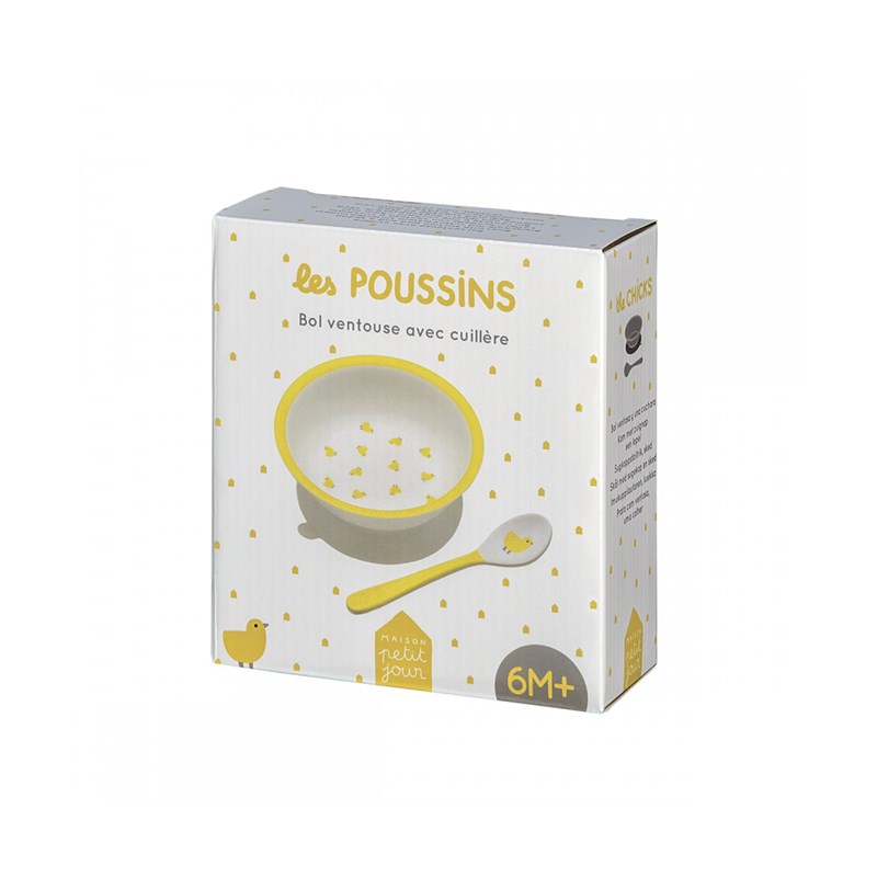 Bol ventouse avec cuillere les poussins