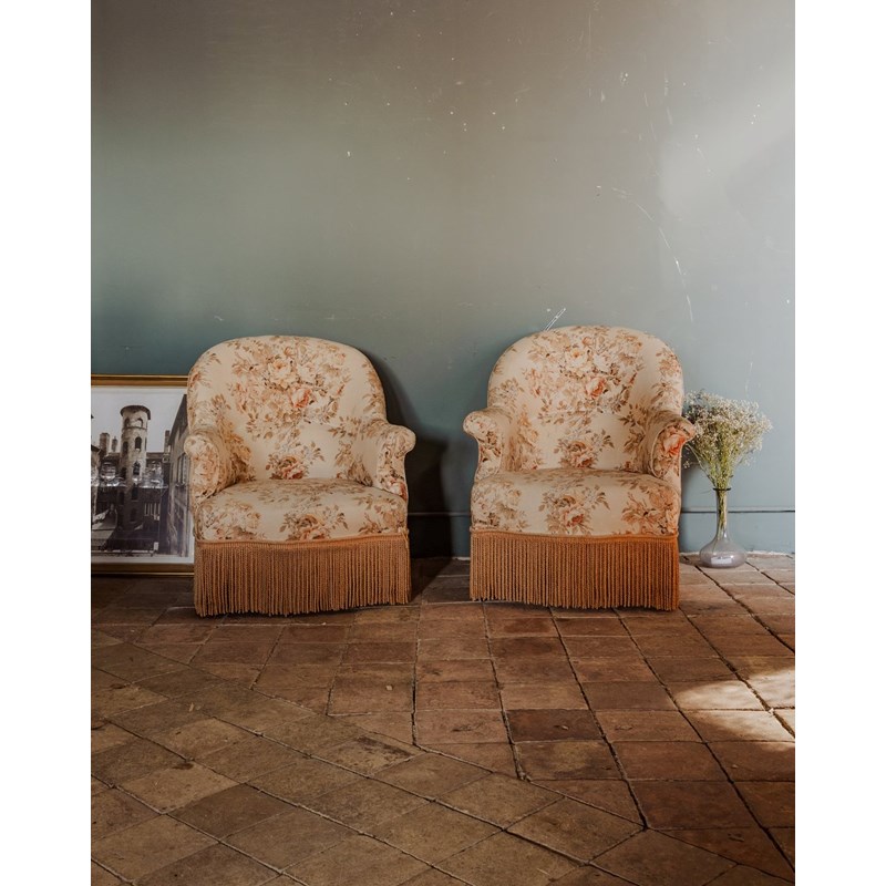 Paire de fauteuils crapaud en tissu n°748