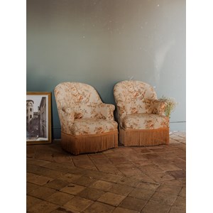 Paire de fauteuils crapaud en tissu n°748