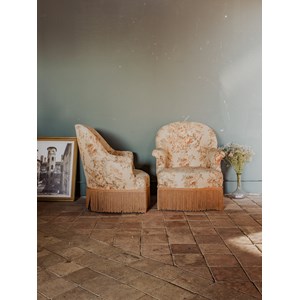 Paire de fauteuils crapaud en tissu n°748