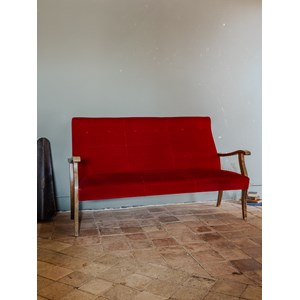 Banquette en bois et velours rouge n°133