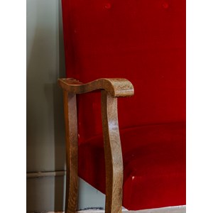 Banquette en bois et velours rouge n°133