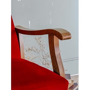 Banquette en bois et velours rouge n°133