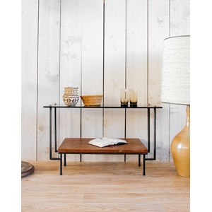 Table d'appoint en bois et verre n°1225