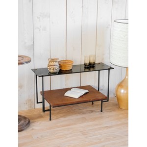 Table d'appoint en bois et verre n°1225