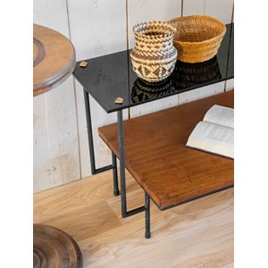 Table d'appoint en bois et verre n°1225