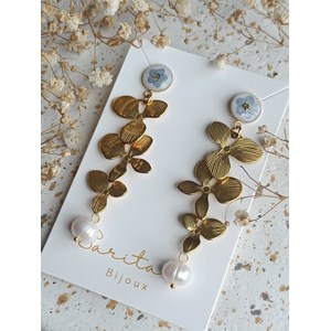 Boucles d’oreilles pendantes elora en acier inoxydable et fleurs séchées