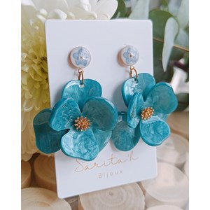 Boucles d’oreilles orchidées acier inoxydable et myosotis fleurs séchées
