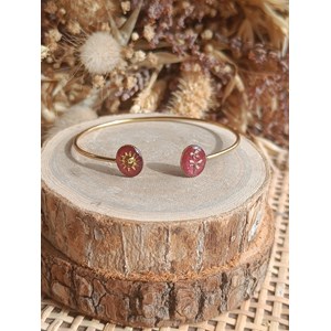 Bracelet jonc maïa en acier inoxydable doré et fleurs séchées