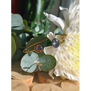 Bracelet nyvalis jonc acier inoxydable véritables fleurs travail artisana