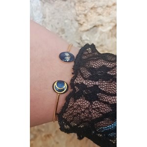 Bracelet nyvalis jonc acier inoxydable véritables fleurs travail artisana